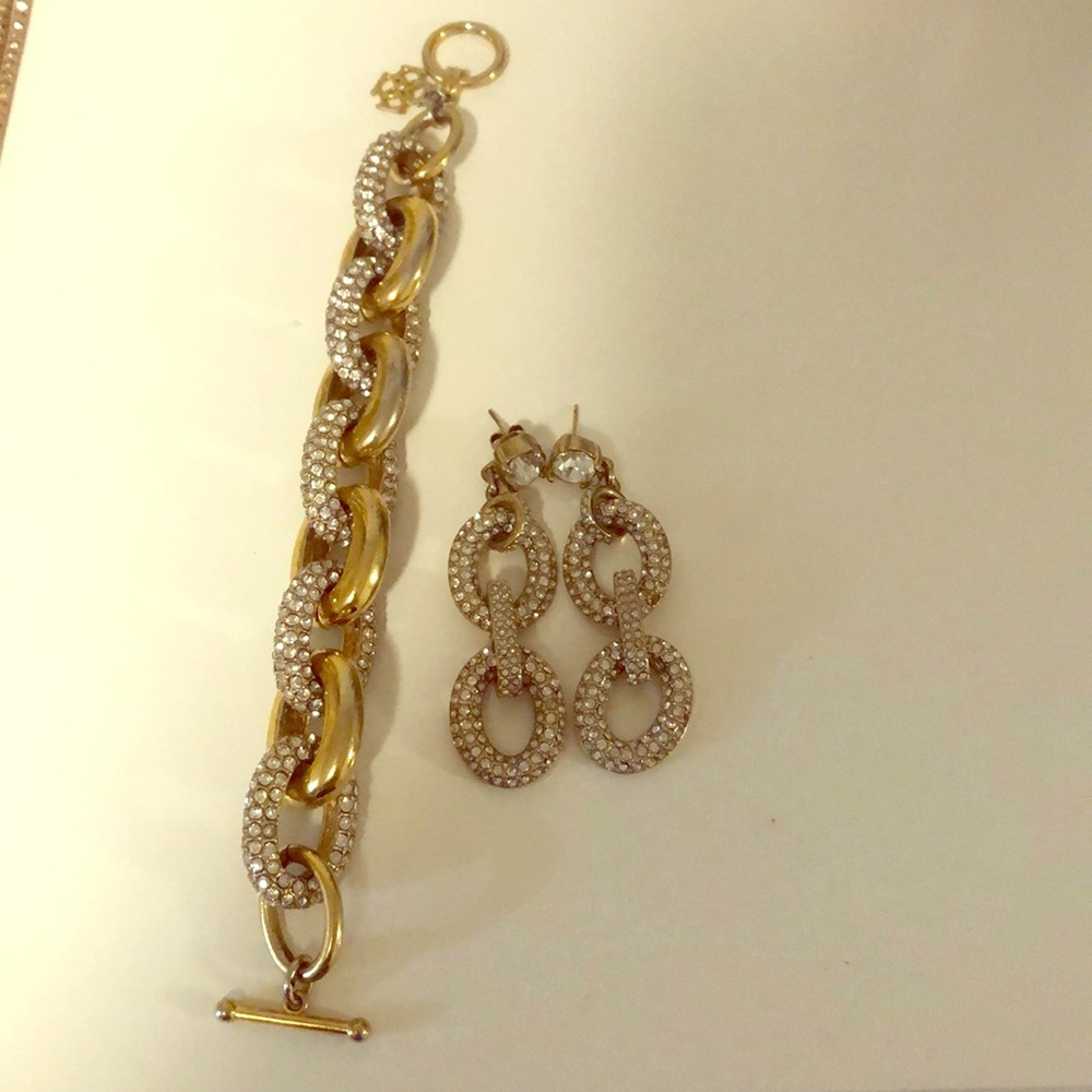 Gold Ann Taylor Bracelet and Earring Set